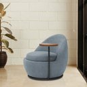 Ver imagem 2 de Poltrona Orgânica Kaira com Mesa Lateral Esquerda Base Fixa Preto Bouclé Azul Claro - Nexta Casa