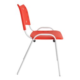 Kit com 4 Cadeiras Iso para Escola Escritório Comércio Vermelha Base Branca Ecomhome - 6