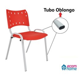 Kit com 4 Cadeiras Iso para Escola Escritório Comércio Vermelha Base Branca Ecomhome - 8