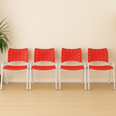 Ver imagem 1 de Kit com 4 Cadeiras Iso para Escola Escritório Comércio Vermelha Base Branca Ecomhome