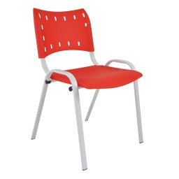Kit com 4 Cadeiras Iso para Escola Escritório Comércio Vermelha Base Branca Ecomhome - 5