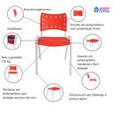 Ver imagem 7 de Kit com 4 Cadeiras Iso para Escola Escritório Comércio Vermelha Base Branca Ecomhome