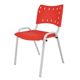 Kit com 4 Cadeiras Iso para Escola Escritório Comércio Vermelha Base Branca Ecomhome - 3