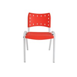 Kit com 4 Cadeiras Iso para Escola Escritório Comércio Vermelha Base Branca Ecomhome - 4