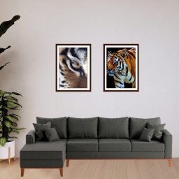 Sofá Beny com Chaise Esquerda, 1,40x2,60m, 4 Lugares, Linho, Base em Madeira. (grafite) - 1
