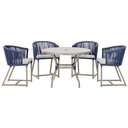 Ver imagem 1 de Mesa com 4 Cadeiras de Jantar Roma 100cm e Noronha em Aluminío Fendi Corda Nautica Estofado 3 Trama