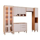 Ver imagem 2 de Cozinha Modulada 5 Peças 1 Cristaleira 1 Balcão 2 Armários Aéreo e 1 Torre Celeste Cinamomo/Offwhite