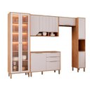 Ver imagem 2 de Cozinha Modulada 5 Peças com 1 Cristaleira 1 Balcão 2 Armários Aéreos e 1 Torre Celeste Cinamomo/Off White