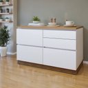 Ver imagem 1 de Balcão 1 Porta 4 Gavetas com Rodapé 120cm 100% MDF Rainha Branco/Nature