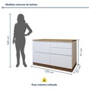 Ver imagem 4 de Balcão 1 Porta 4 Gavetas com Rodapé 120cm 100% MDF Rainha Branco/Nature