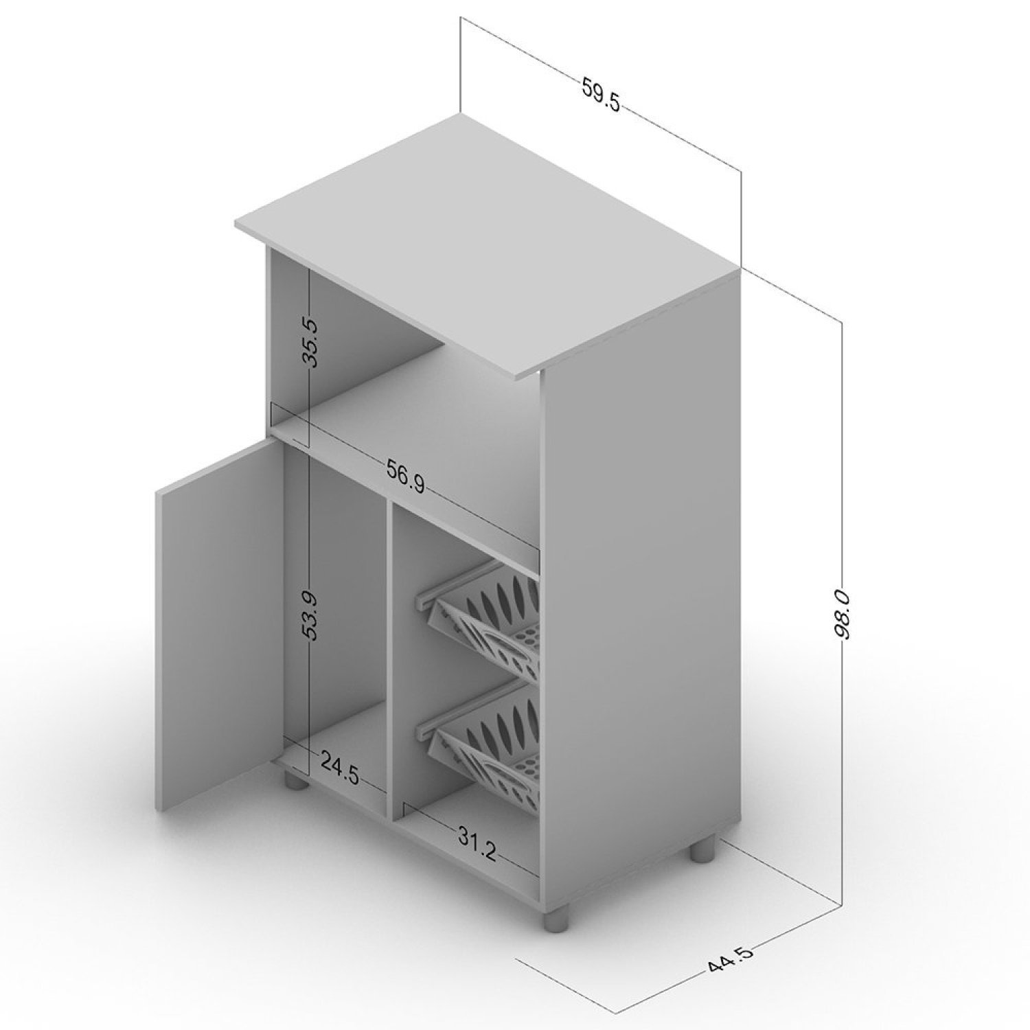 Fruteira para Micro-Ondas 1 Porta 2 Cestos Confins  - 3