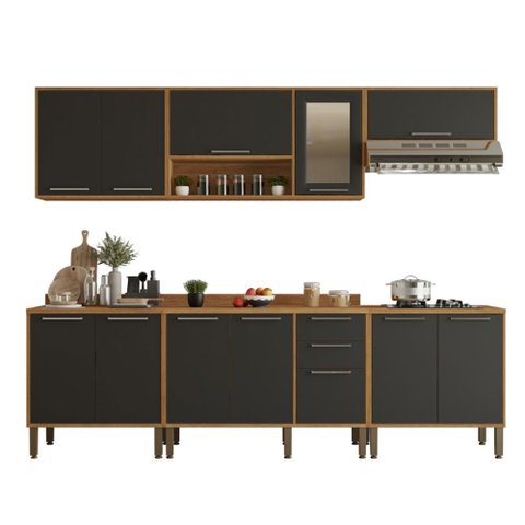 Cozinha Compacta para Cooktop 6 Peças 12 Portas 2 Gavetas Paris Sallêto Móveis