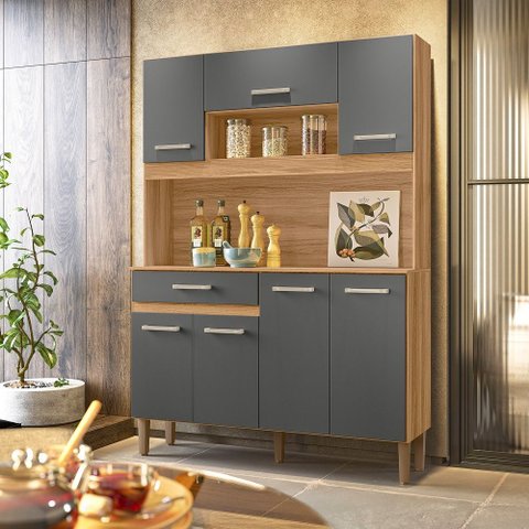 Cozinha Compacta Magazin 120cm Freijó Chumbo Nicioli