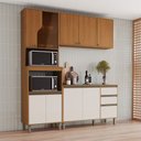 Ver imagem 1 de Cozinha Compacta Venaly 10 Portas 2 Gavetas com Vidro Cinamomo/Off White - Henn