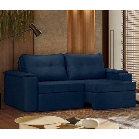 Sofá Retrátil e Reclinável 3 Lugares com Porta Copos 230cm Tobago Yescasa