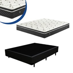 Cama Box Casal Colchão Mola Bonnel + Box Sintético Preto 62x138x188 - 6