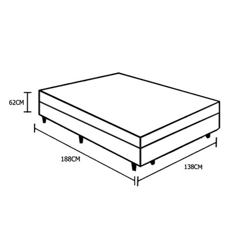 Cama Box Casal Colchão Mola Bonnel + Box Sintético Preto 62x138x188