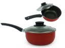 Ver imagem 3 de Conjunto de Panelas Elegan com Antiaderente Tampa de Vidro e 24 Talheres Vermelho / Preto Cor: Verme