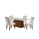 Ver imagem 2 de Conjunto Sala de Jantar Mesa Tampo em MDF 4 Cadeiras Marrom/Off White/Imbuia