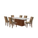 Ver imagem 2 de Conjunto Sala de Jantar Mesa Tampo em MDF 6 Cadeiras Marrom/Off White/Imbuia