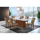 Ver imagem 1 de Conjunto Sala de Jantar Mesa Tampo em MDF 6 Cadeiras Marrom/Off White/Imbuia