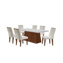 Ver imagem 2 de Conjunto Sala de Jantar Mesa Tampo em MDF 6 Cadeiras Marrom/Off White/Imbuia