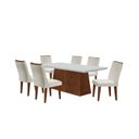 Ver imagem 2 de Conjunto Sala de Jantar Mesa Tampo em MDF 6 Cadeiras Marrom/Off White/Imbuia