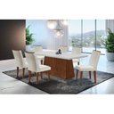 Ver imagem 1 de Conjunto Sala de Jantar Mesa Tampo em MDF 6 Cadeiras Marrom/Off White/Imbuia