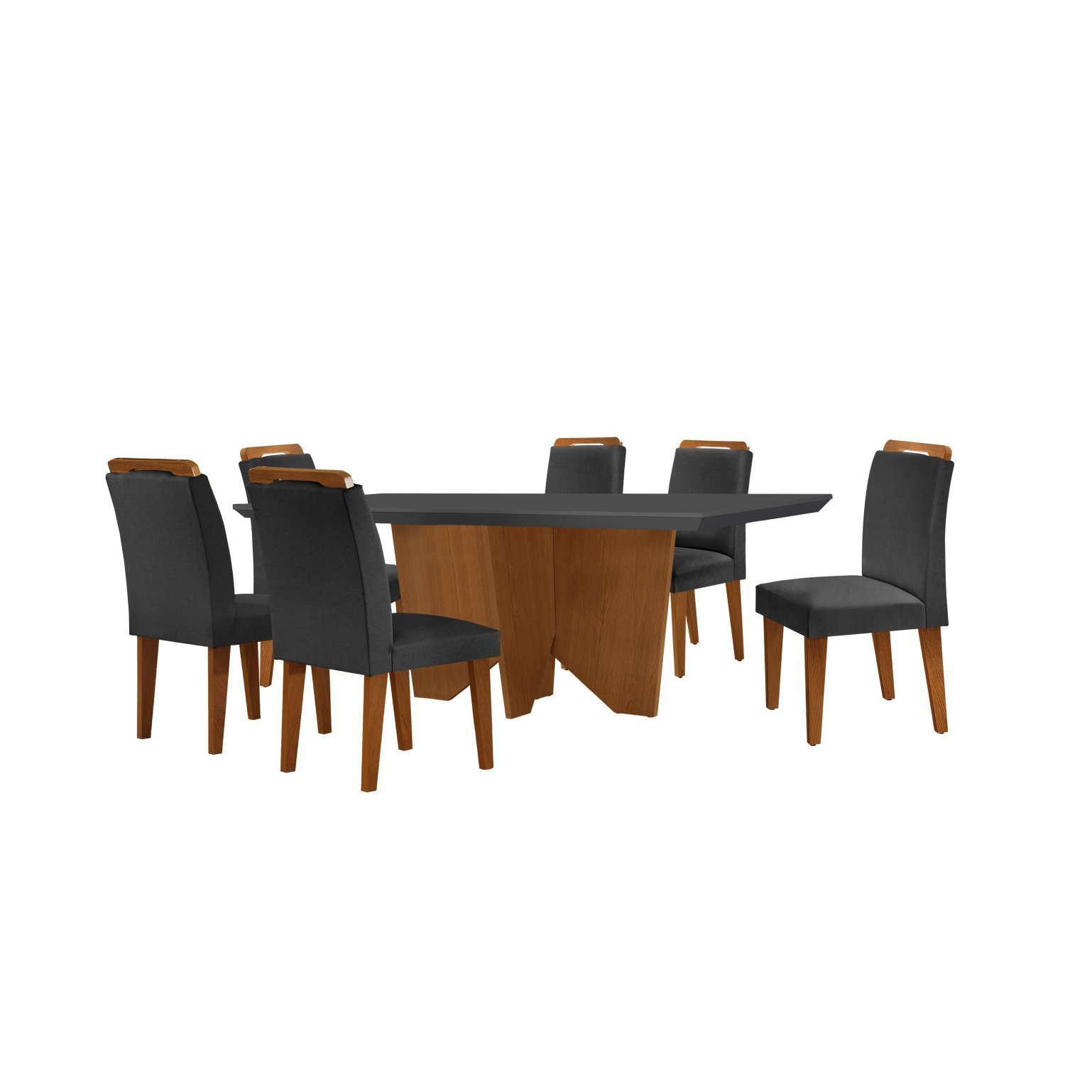 Conjunto Sala de Jantar Mesa Tampo em MDF 6 Cadeiras  - 2