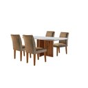 Ver imagem 2 de Conjunto Sala de Jantar Mesa Tampo em MDF 4 Cadeiras Marrom/Imbuia/Off White