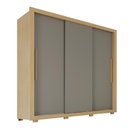 Ver imagem 1 de Guarda Roupa Casal Luna 3 Portas de Correr 4 Gavetas MDF MDP Carvalho-Grafite Luna 185.5cm