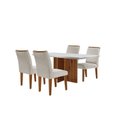 Ver imagem 2 de Conjunto Sala de Jantar Mesa Tampo em MDF 4 Cadeiras Marrom/Off White/Imbuia