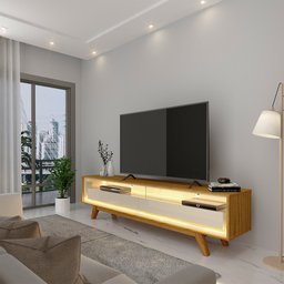 Painel e Rack Ripado com LED Nobre 185 Naturale Off White - Gelius - 10