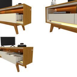 Painel e Rack Ripado com LED Nobre 185 Naturale Off White - Gelius - 6