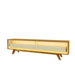 Painel e Rack Ripado com LED Nobre 185 Naturale Off White - Gelius - 12