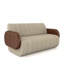 Ver imagem 2 de Sofá Decorativo Living Sala de Estar Bornéu 148cm Pés de Madeira Pu/linho Marrom/bege Escuro G33 - G
