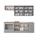 Ver imagem 6 de Cozinha Modulada 240cm para Forno de Embutir 6 Peças 8 Portas 3 Gavetas Americana Henn - Cinza/natur
