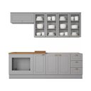 Ver imagem 7 de Cozinha Modulada 240cm para Forno de Embutir 6 Peças 8 Portas 3 Gavetas Americana Henn - Cinza/natur