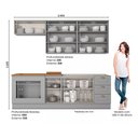 Ver imagem 2 de Cozinha Modulada 240cm para Forno de Embutir 6 Peças 8 Portas 3 Gavetas Americana Henn - Cinza/natur