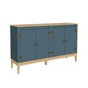 Ver imagem 2 de Aparador Buffet 149cm 4 Portas 2 Prateleiras Sala de Jantar Cor:mel Petróleo
