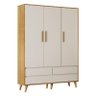 Berço Americano Ludmila e Guarda Roupa Infantil Lorena 3 Portas Off White Bétula com Colchão Gazin - - 6