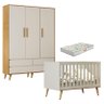 Berço Americano Ludmila e Guarda Roupa Infantil Lorena 3 Portas Off White Bétula com Colchão Gazin - - 1