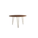 Ver imagem 2 de Mesa de Jantar Redonda 110cm Amêndoa Clips 3 Pés Ferro Dourado