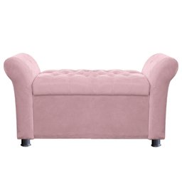 Recamier Baú Sapateira Louis 160x Cama Queen Size Suede Rosa Bebe - Majú Deor - 1