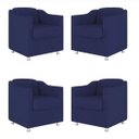 Ver imagem 1 de Kit 4 Poltronas Decorativa Tilla Suede Azul Marinho - Twdecora