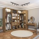 Ver imagem 1 de Closet Casal Modulado Adpat em L com Penteadeira 4 Gavetas 4 Peças 263cm x 235 Nogueira - Kappesberg