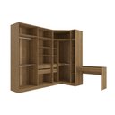 Ver imagem 2 de Closet Casal Modulado Adpat em L com Penteadeira 4 Gavetas 4 Peças 263cm x 235 Nogueira - Kappesberg