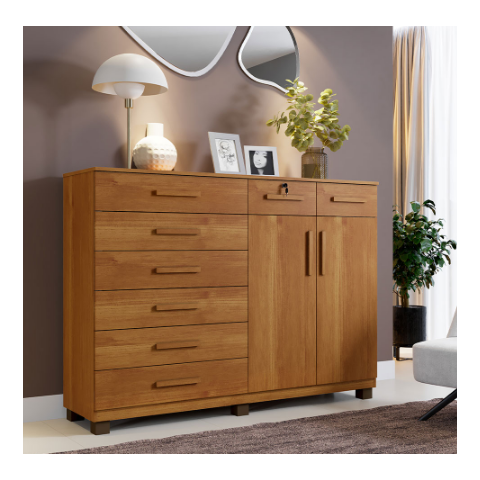 Cômoda 8 Gavetas 2 Portas New Triunfo Benetil Móveis - Cinamomo