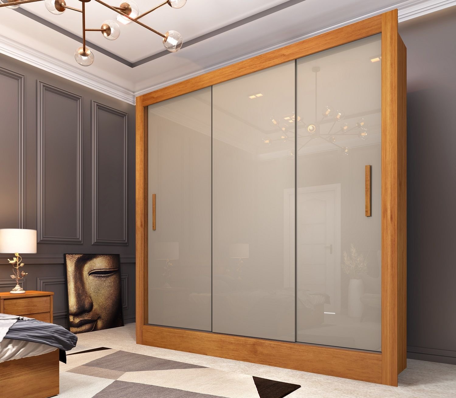 Guarda Roupa Casal 3 Portas 4 Gavetas Taifa 190cm Espresso Móveis  - 1