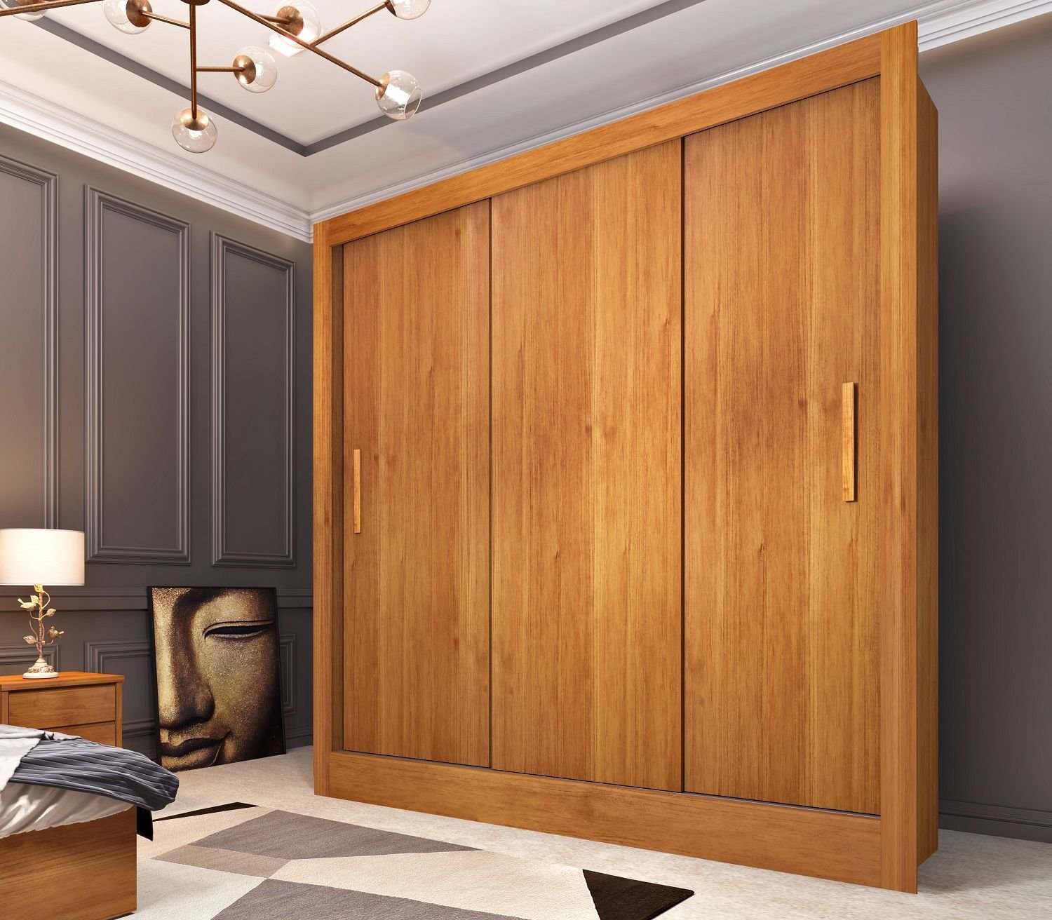 Guarda Roupa Casal 3 Portas 4 Gavetas Taifa 190cm Espresso Móveis  - 2